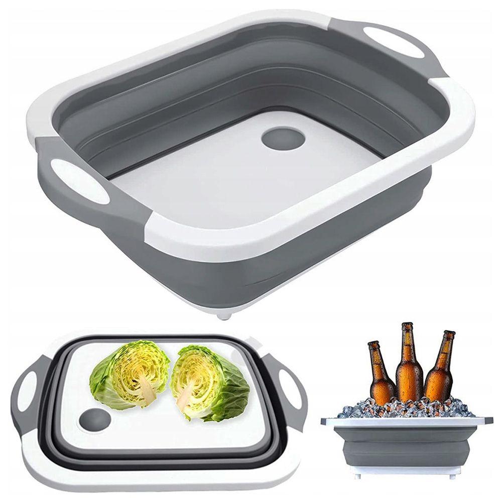 Складна обробна дошка для миття та різання овочів 2в1, Chopping Board / Силіконова дошка-миска з клапаном для зливу