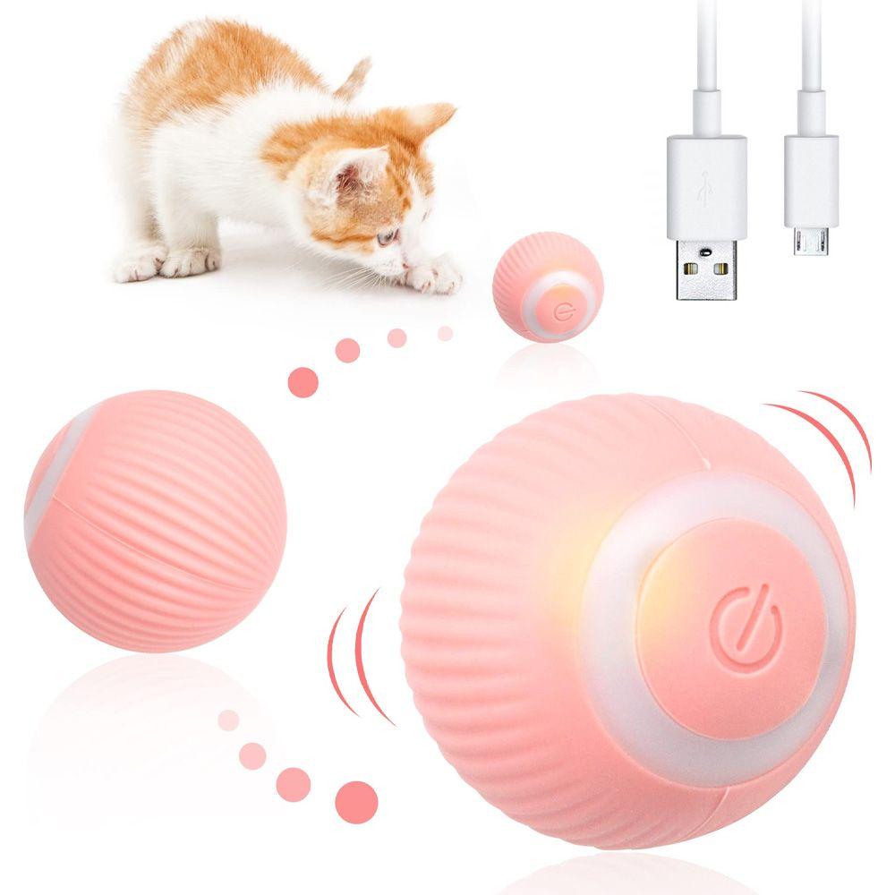 Інтерактивний м'ячик для кота з USB, PetGravity, Рожевий / Смарт іграшка з хаотичним рухом та підсвіткою