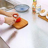 Самоклеюча фольга для кухонних поверхонь 5м х 60см, Ромб / Маслостійка кухонна плівка з фольги / Водонепроникна алюмінієва фольга, фото 2