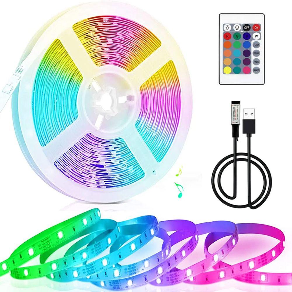 Світлодіодна Led стрічка 10м, з пультом ДК, від USB / Багатокольорова RGB підсвітка для кімнати, фото 1