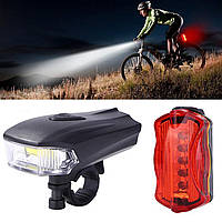 Велосипедний ліхтар зі стопом BL 508 COB, 5 режимів / Велоліхтар передній та задній / Фара на велосипед