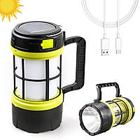 Переносний ліхтар на сонячній батареї, функція PowerBank, LED F-910 / Підвісна кемпінгова лампа на акумуляторі