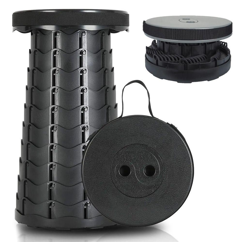 Туристичний складний стілець до 150 кг, Telescopic stool, Чорний / Телескопічний стільчик для кемпінгу