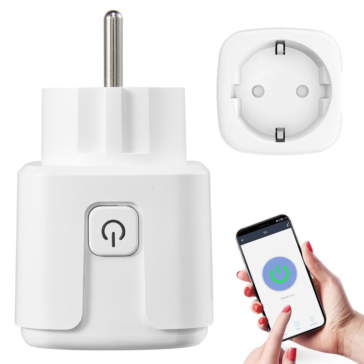 Розумна WiFi розетка 20А з енергометром Tuya Smart 4400Вт, Біла / Смарт розетка з підключенням до телефону, фото 1