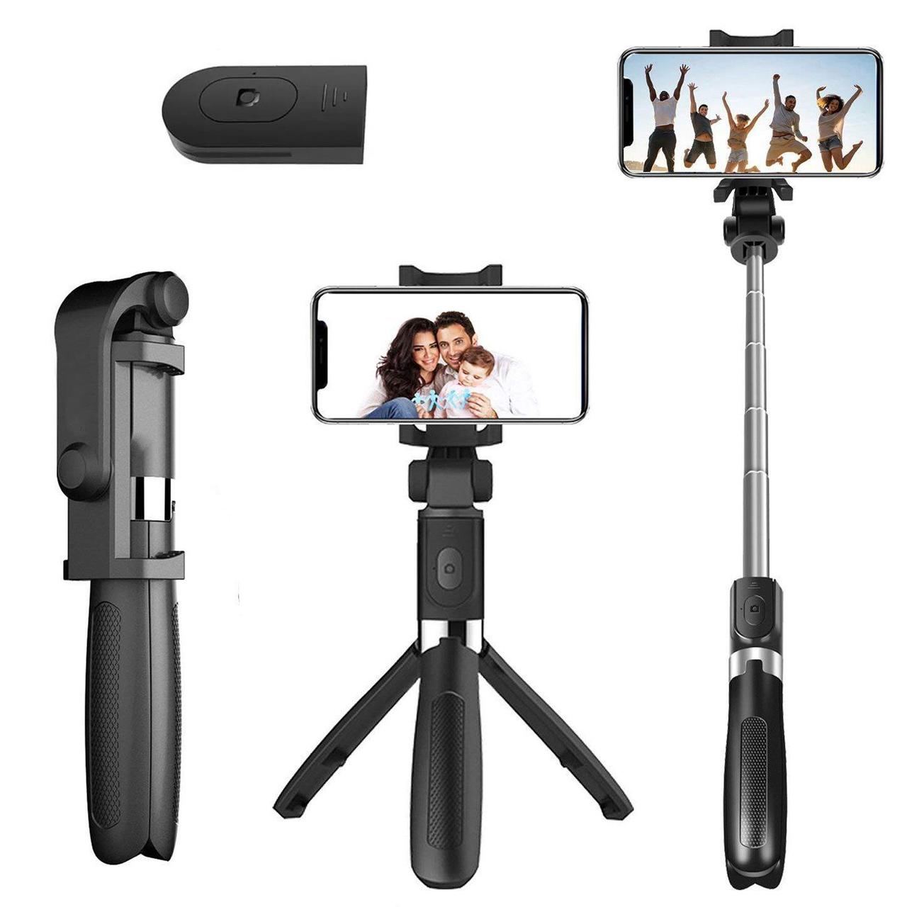 Селфі палиця-штатив з пультом 70см, Selfie Stick L01 / Монопод з триногою для телефону / Трипод, фото 1