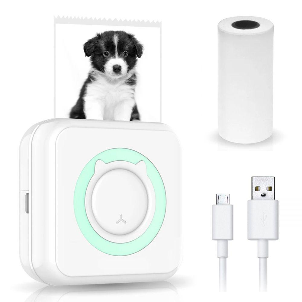 Портативний термопринтер з Bluetooth + 1 рулон паперу, Бірюзовий / Міні принтер для фотографій / Фотопринтер для друку з телефону