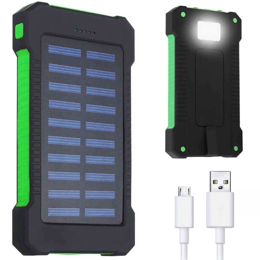Повербанк 20000 mah з сонячною батареєю та ліхтариком, KL110 / Портативний зовнішній акумулятор / Power Bank, фото 1