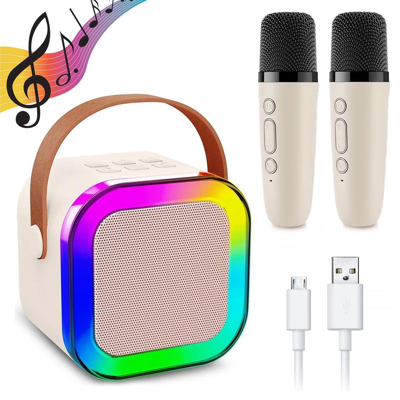 Дитяче бездротове караоке з 2-ма мікрофонами та USB, К12 / Портативна Bluetooth колонка з мікрофоном / Міні-караоке з LED
