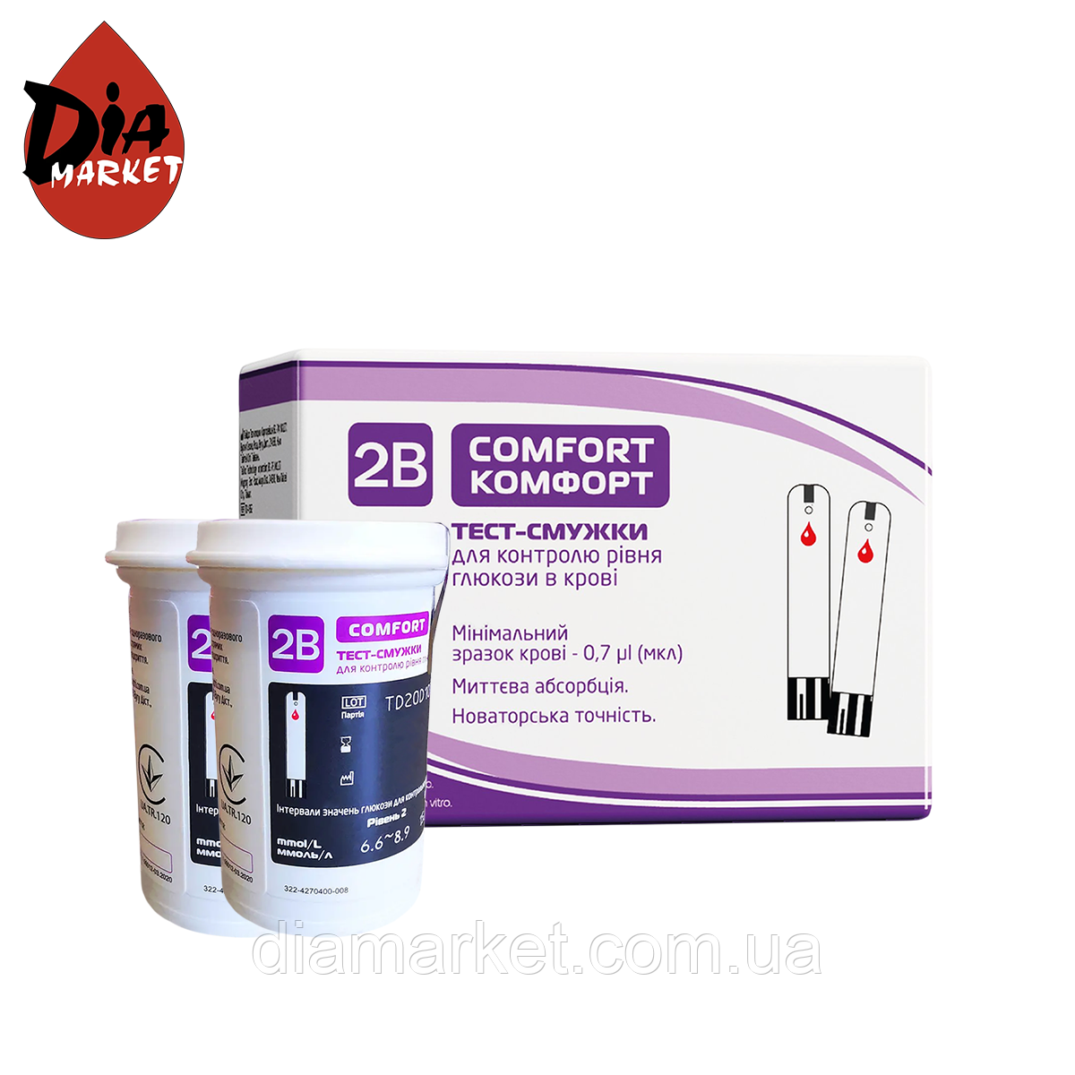 Тест-смужки Тубі Комфорт (2B Comfort) 50 шт. у 2 флаконі по 25 шт. в упаковці