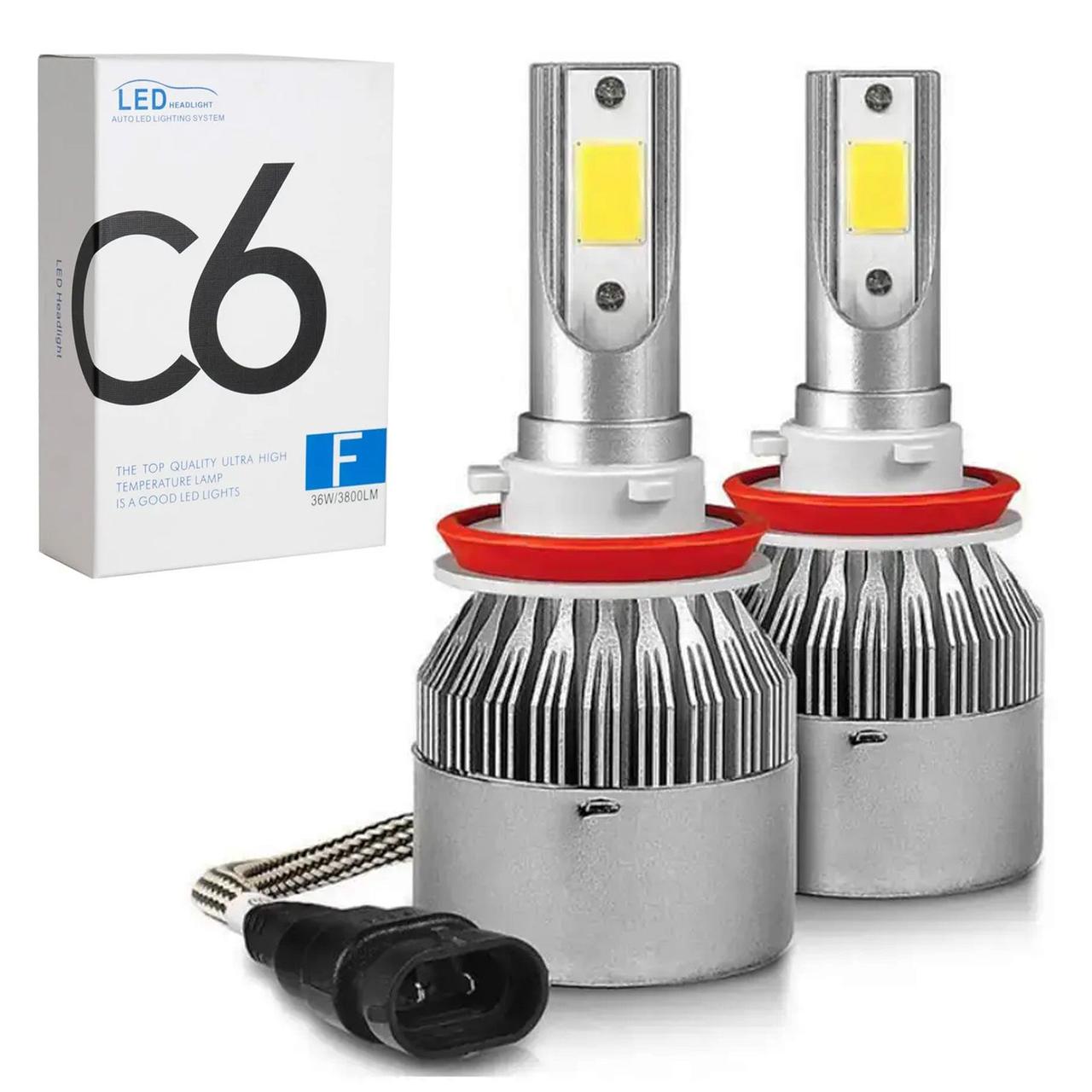 Комплект автомобільних LED ламп C6 H11, 2 шт, 36W / Світлодіодні лампи для авто / Лампи для фар, фото 1