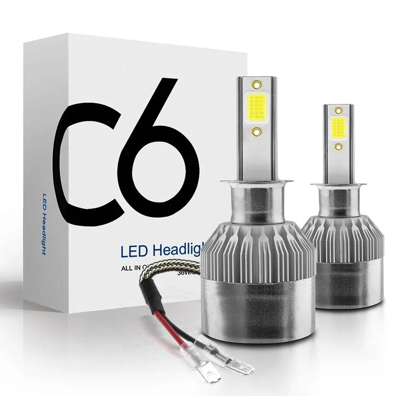 Комплект автомобільних LED ламп C6 H1 2шт, 36W / Світлодіодні автолампи для фар