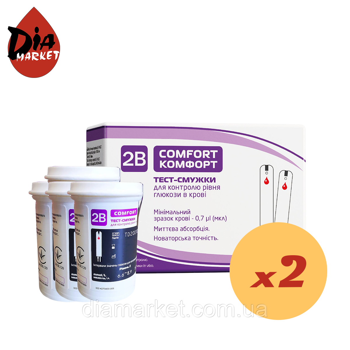 Тест-смужки Тубі Комфорт (2B Comfort) 100 шт. у 4 флаконі по 25 шт. в упаковці
