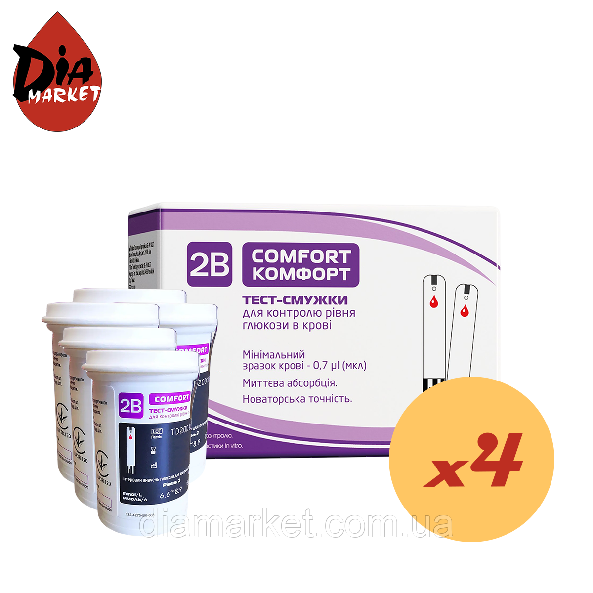 Тест-смужки Тубі Комфорт (2B Comfort) 200 шт. у 8 флаконах по 25 шт. в упаковці