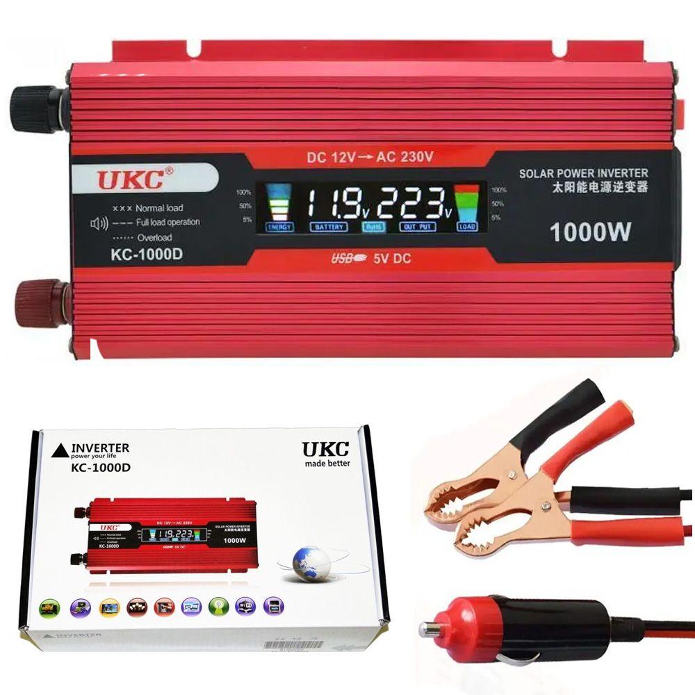 Автомобільний інвертор з дисплеєм LCD, 1000W, AC/DC, KC-1000D / Перетворювач напруги