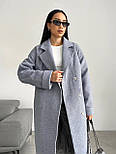 Пальто демісезонне з поясом сіре, фото 6