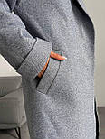 Пальто зимове з поясом сіре ялинка, фото 7