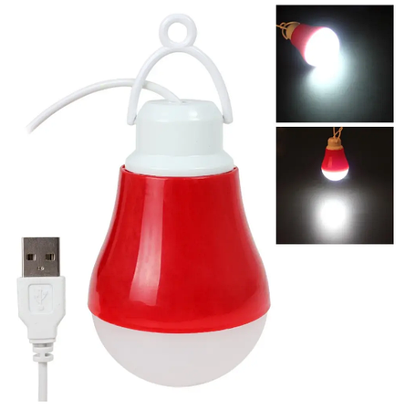 Світлодіодна LED лампочка 5W з USB кабелем, резервне освітлення, фото 1