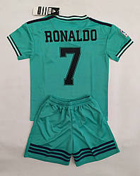 Ретро футбольна форма дитяча Real Madrid Ronaldo бірюзового кольору