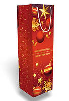 Пакет подарунковий під пляшку "Merry Christmas" 11х37 см
