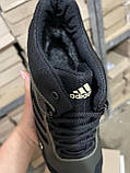 Зимові шкіряні кросівки Adidas на хутрі,  Чоловічі теплі високі кросівки хакі *ТР-1 олива*, фото 2