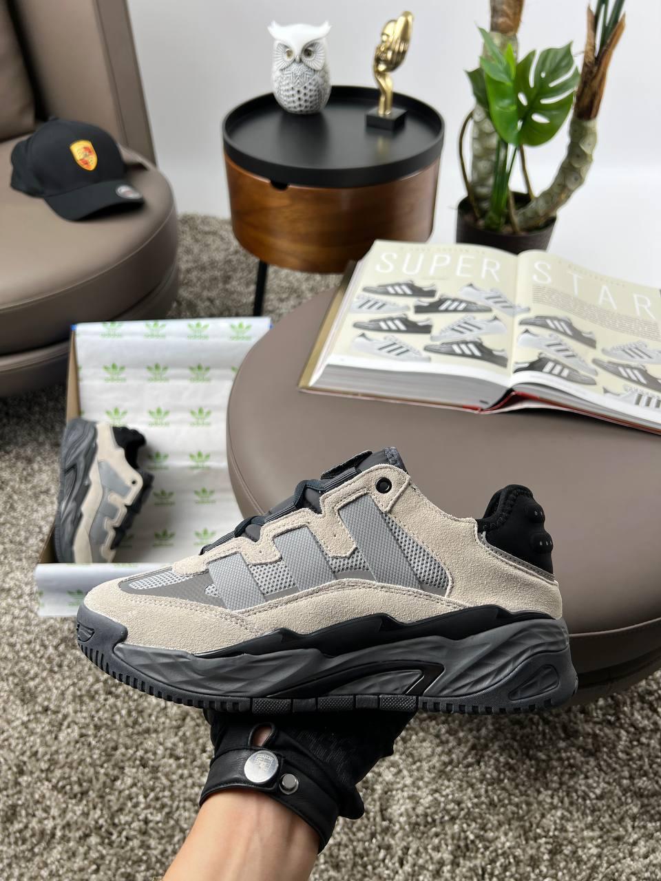 Чоловічі кросівки замша текстиль Adidas Originals Niteball M Grey Dark, кеди Адідас сірі. Чоловіче взуття