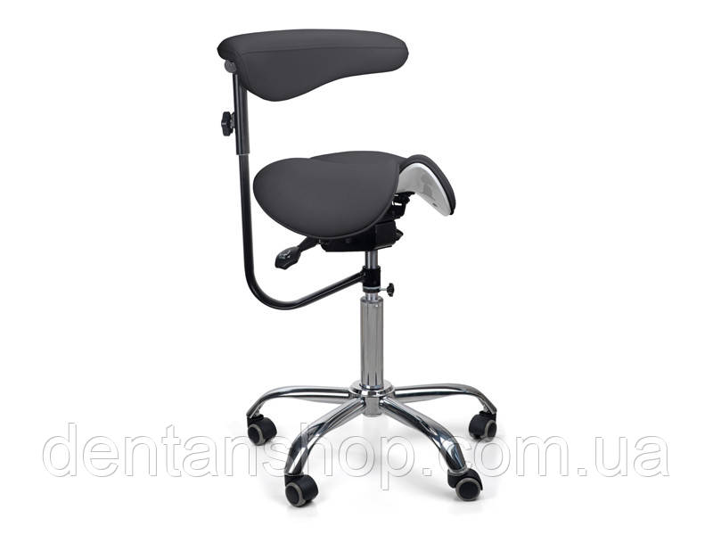 Ортопедичний стілець-сідло для майстра зі спинкою й розділеним сидінням (4 регулювання) Чорний мод. 8016-2, фото 1