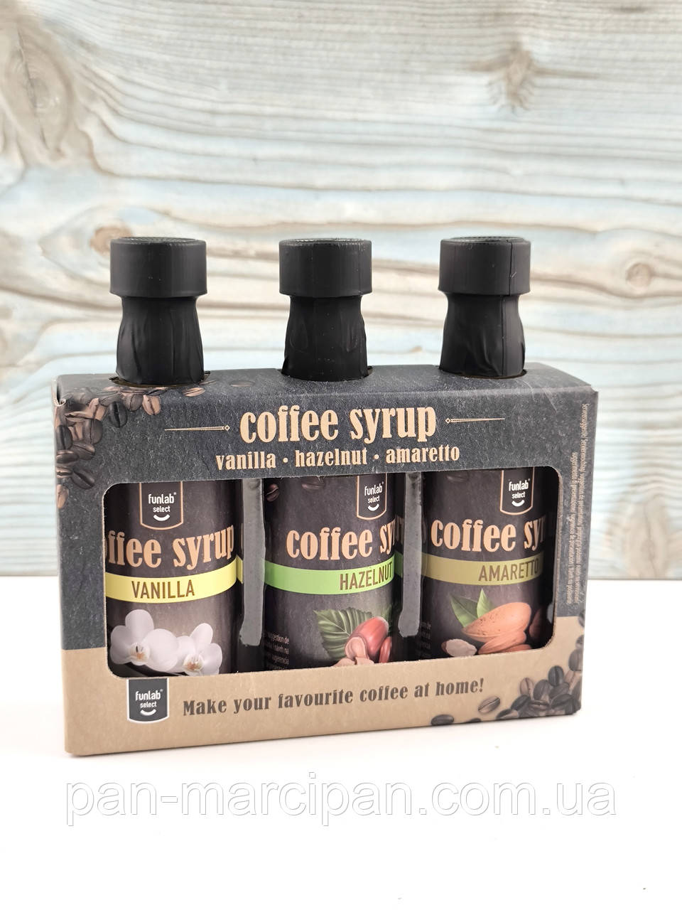 Набір сиропів до кави Funlab Vanila, Hazelnut, Amaretto 3 х 45 мл Польща, фото 1