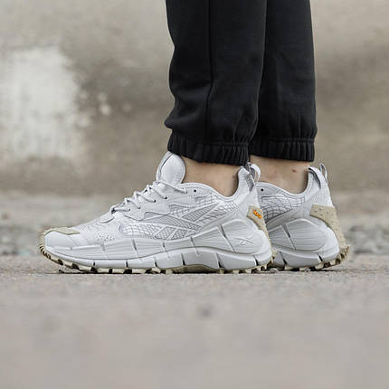 Зимові Чоловічі Кросівки Reebok Zig Kinetica 2 Edge White Grey / Рибок Зіг Кінетика 2 Едж Білі із Сірим, фото 1