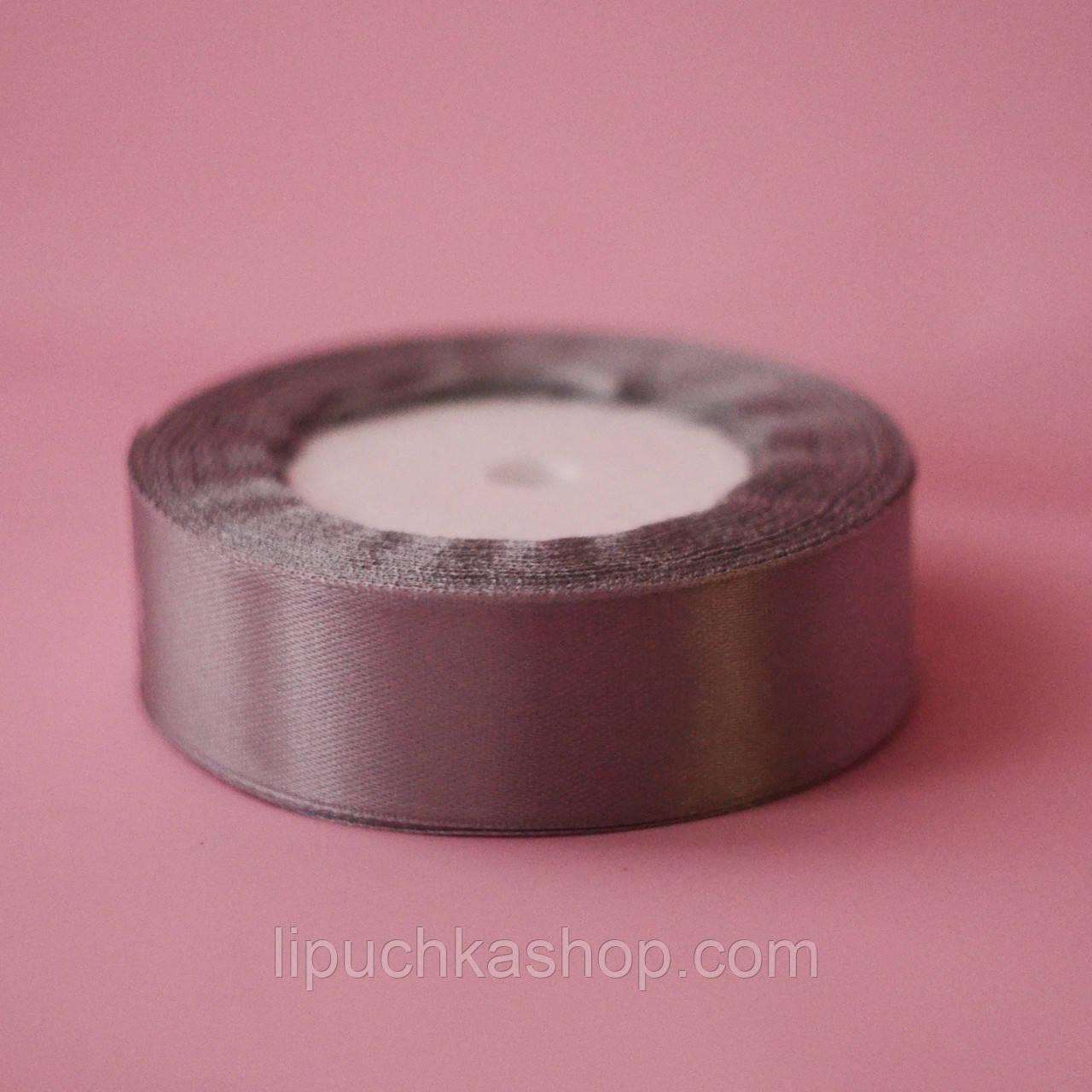 Атласна стрічка сіра №195, 25 мм х 23 м, фото 1