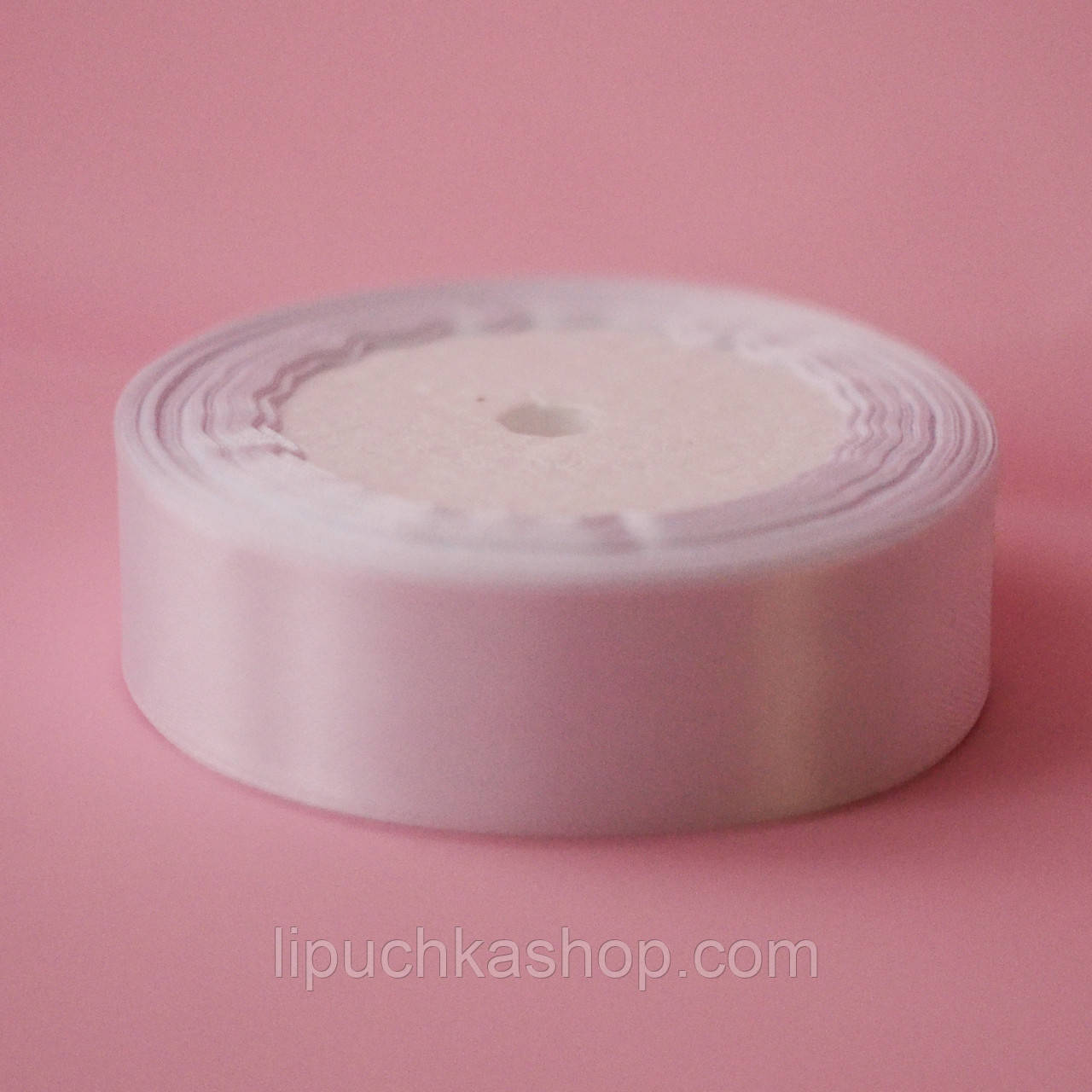 Атласна стрічка біла №111, 25 мм х 23 м, фото 1