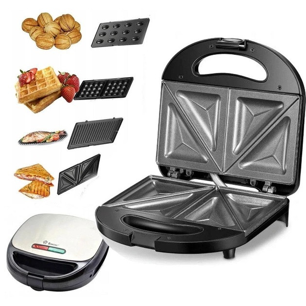 Вафельниця горішниця сендвічниця бутербродниця мультимейкер 4 в 1 змінні пластини MS-7704