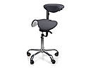 Ортопедичний стілець-сідло для майстра зі спинкою й розділеним сидінням (4 регулювання) Сірий мод. 8016-2, фото 7