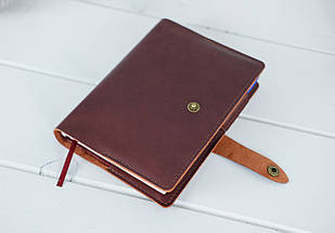 Обкладинка для блокноту А5 Дизайн №13 з натуральної шкіри колір Вишня, фото 2