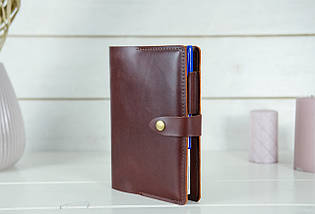 Обкладинка для блокноту А5 Дизайн №13 з натуральної шкіри колір Вишня, фото 3