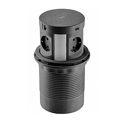 Подовжувач GTV COMFORT PLUS на 4 розетки + 2xUSB, 2xRJ45, Бездротова зарядка WC 5W Чорний