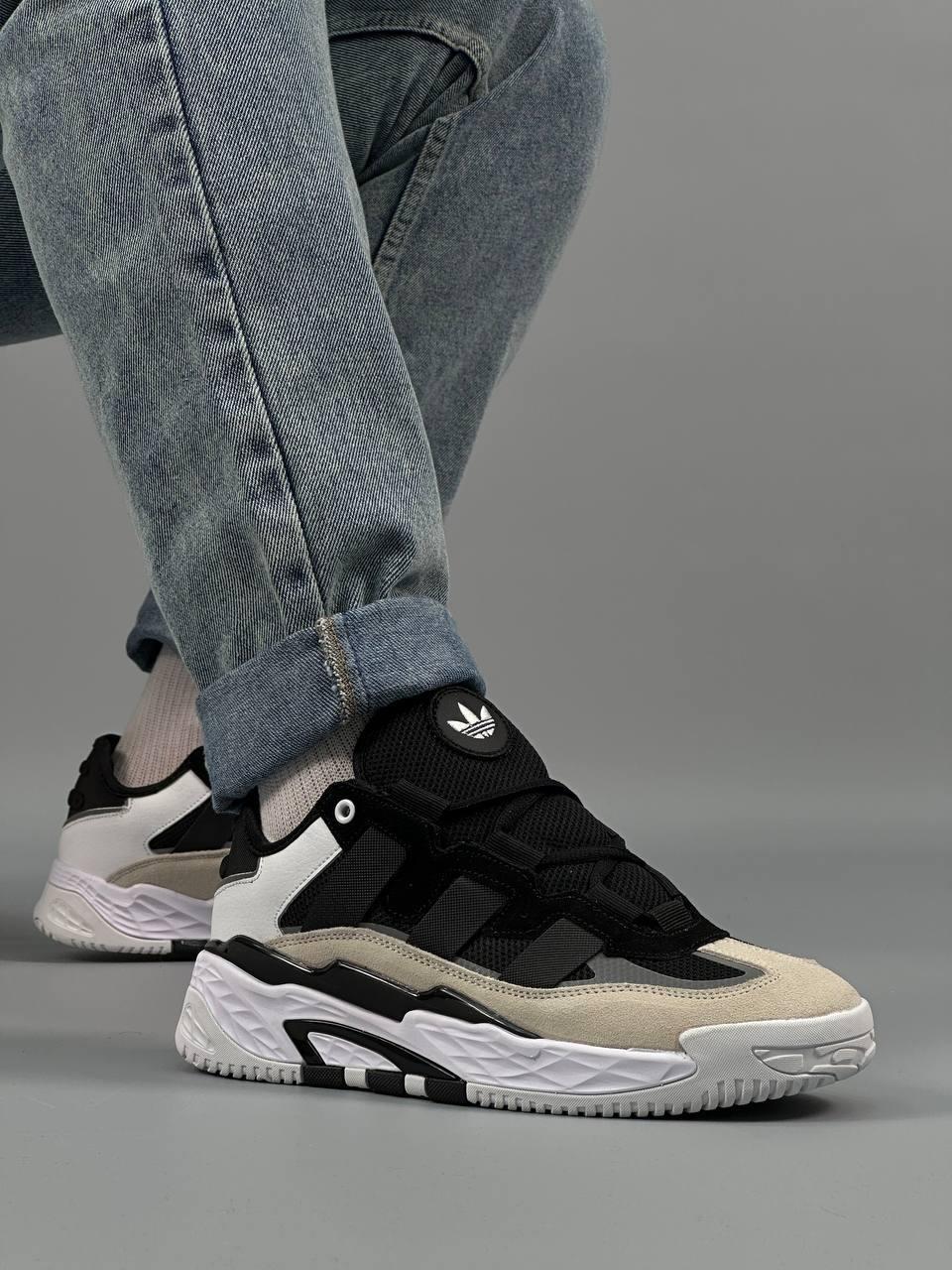 Чоловічі кросівки Adidas Originals Niteball White Grey Black, кеди білі шкіри, замша, текстиль. Чоловіче взуття