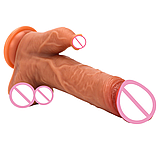 Фалоїмітатор із відростким вібратором із поштовхами ротацією й підігрівом на пульті, телескопічний Дилдо, інтимні, фото 5