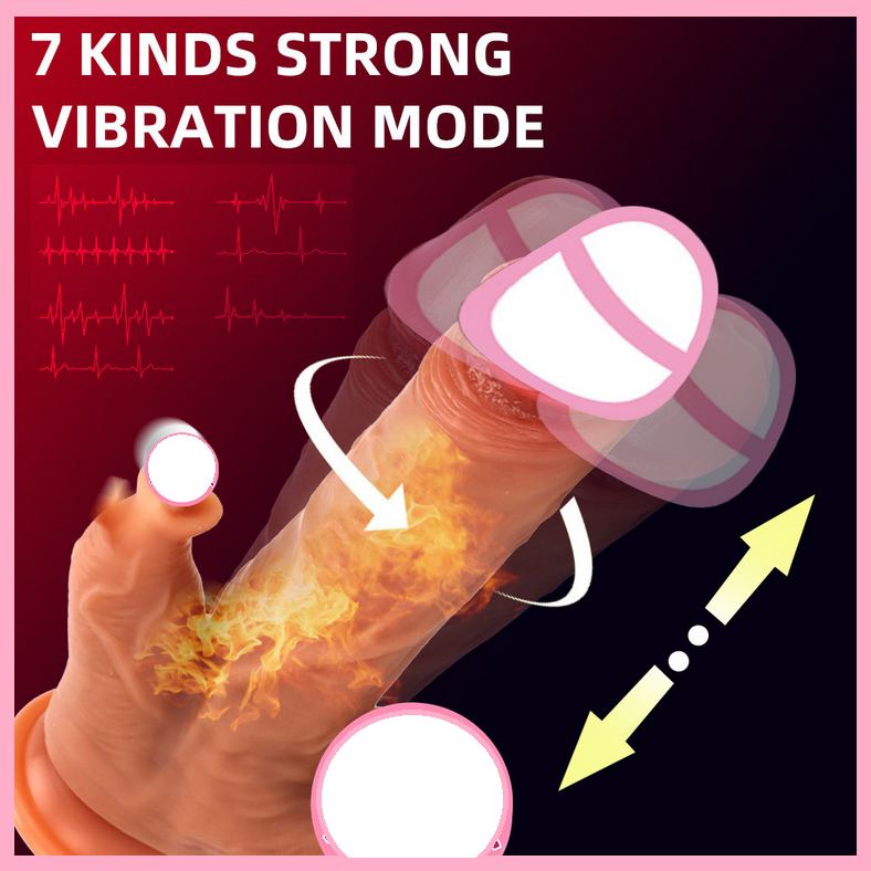 Фалоїмітатор із відростким вібратором із поштовхами ротацією й підігрівом на пульті, телескопічний Дилдо, інтимні, фото 1