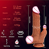 Фалоїмітатор із відростким вібратором із поштовхами ротацією й підігрівом на пульті, телескопічний Дилдо, інтимні, фото 9
