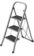Драбина металева 3 сходинки з резиновим покриттям, сіра Aloft