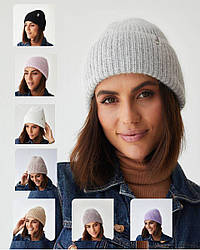 Жіноча шапка - ангора з відворотом, арт. 3402