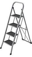 Драбина металева 4 сходинки з резиновим покриттям, сіра Aloft