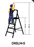 Драбіна стальова 5 сход. посилена 150 кг SLIM, фото 2