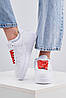 Кросівки Nike Air Force 1 Low Supreme White Найк Форс Супрем білі кеди червоні шнурки лого, фото 9