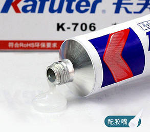 Силіконовий герметик Kafuter K-706 напівпрозорий рідкий, 45г, фото 3