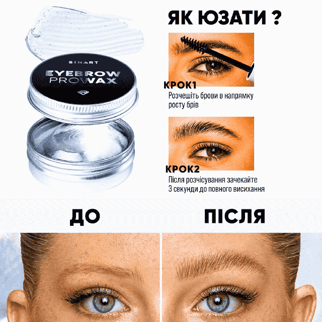 Віск для фіксації брів Сінарт, інструкція з використання, результат до і після