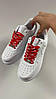 Кросівки Nike Air Force 1 Low Supreme White Найк Форс Супрем білі кеди червоні шнурки лого, фото 11