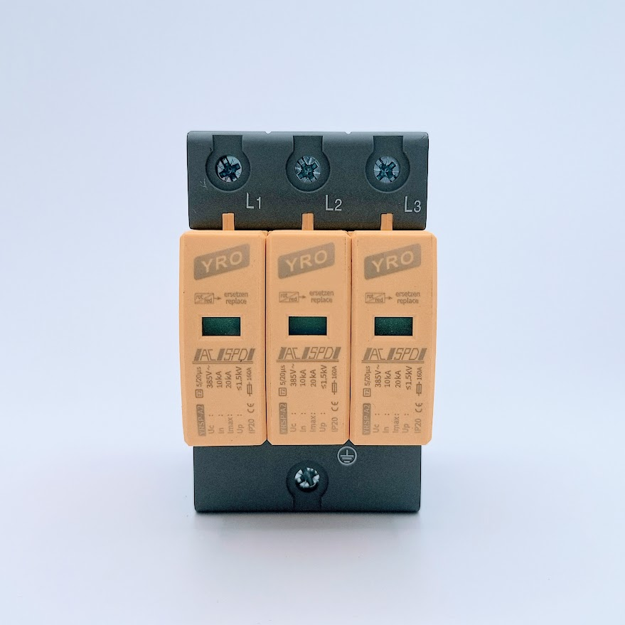 ОПН захист від перенапруг YRSP-A2 AC385V, 3Р, 10-20кA, змінна напруга 385В Т2