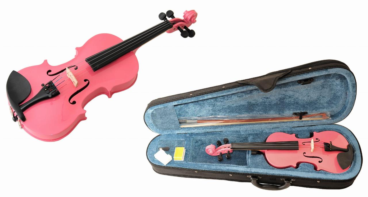 Дерев'яна скрипка 1/4 PRIMA SOLOIST в рожевому кольорі