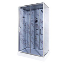 Душовий бокс Vivia TKF 7715 мармур BG 120х80x215 см на низькому піддоні з гідромасажем тоноване скло, фото 3